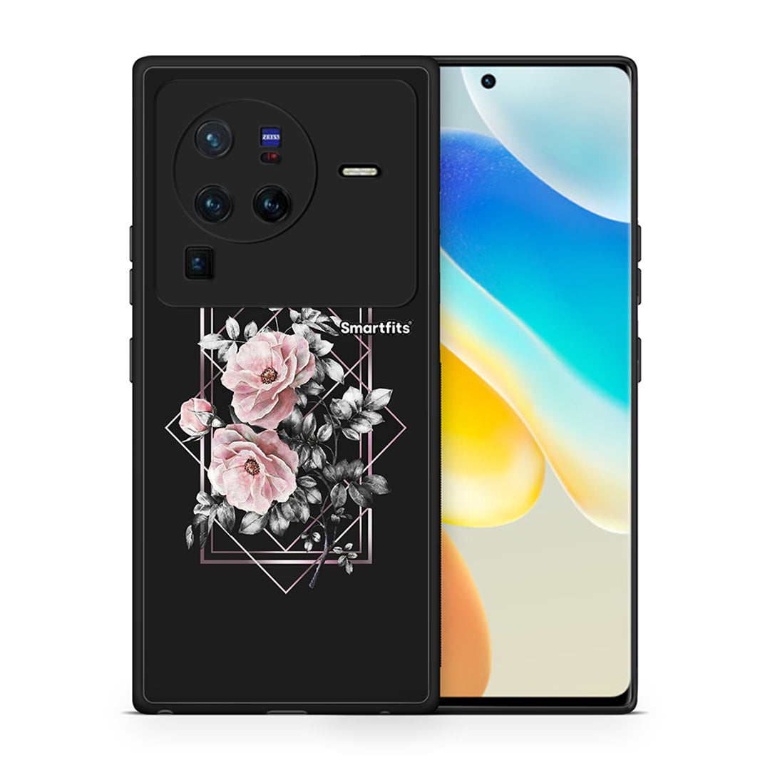 Θήκη Vivo X80 Pro 5G Frame Flower από τη Smartfits με σχέδιο στο πίσω μέρος και μαύρο περίβλημα | Vivo X80 Pro 5G Frame Flower case with colorful back and black bezels