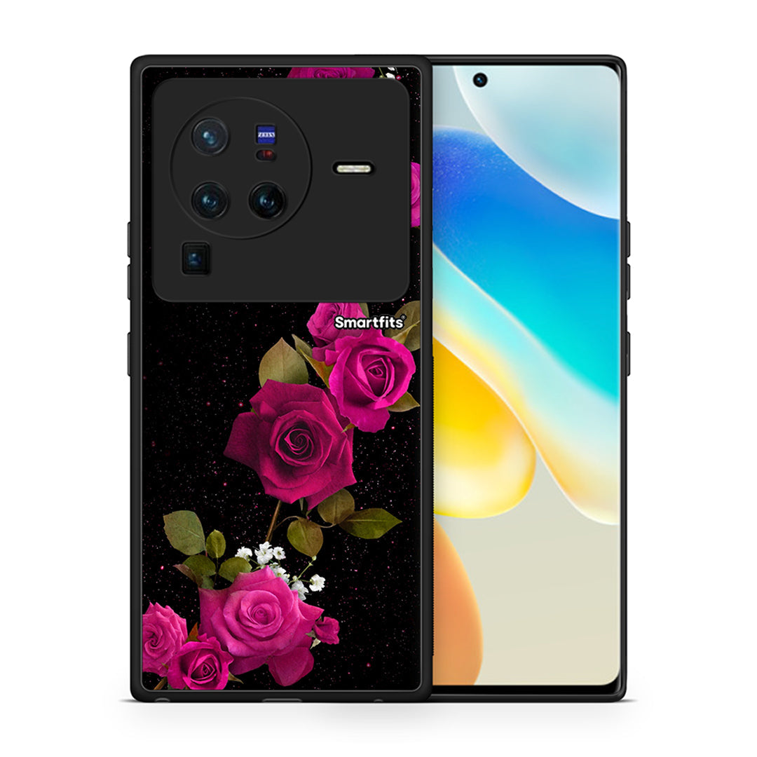 Θήκη Vivo X80 Pro 5G Red Roses Flower από τη Smartfits με σχέδιο στο πίσω μέρος και μαύρο περίβλημα | Vivo X80 Pro 5G Red Roses Flower case with colorful back and black bezels