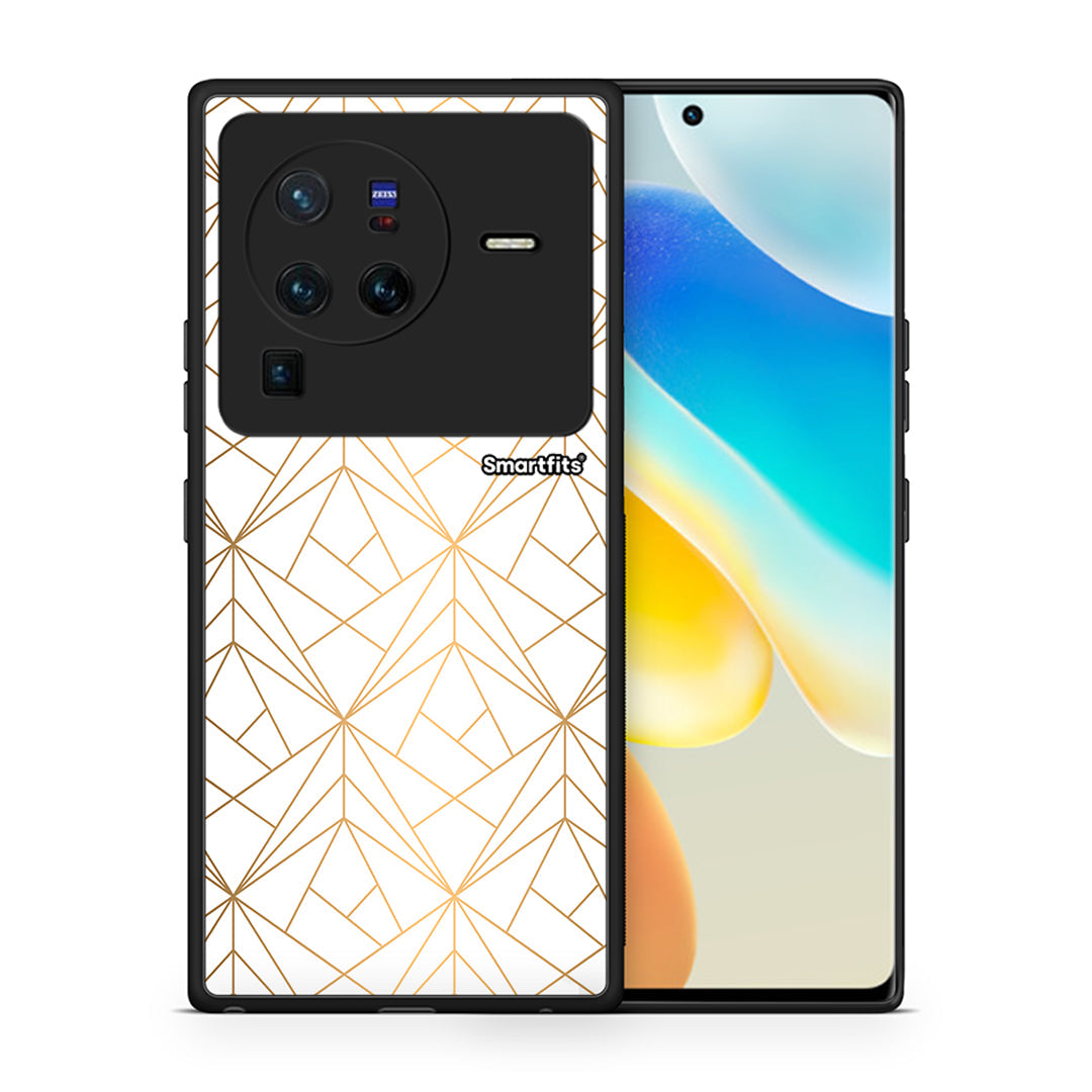 Θήκη Vivo X80 Pro 5G Luxury White Geometric από τη Smartfits με σχέδιο στο πίσω μέρος και μαύρο περίβλημα | Vivo X80 Pro 5G Luxury White Geometric case with colorful back and black bezels