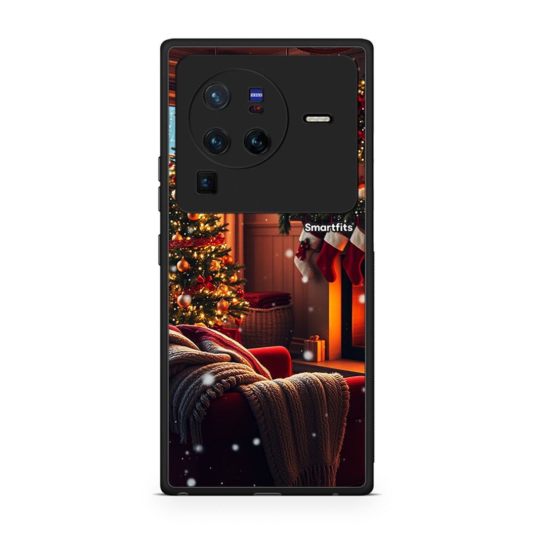 Vivo X80 Pro 5G Home For Christmas θήκη από τη Smartfits με σχέδιο στο πίσω μέρος και μαύρο περίβλημα | Smartphone case with colorful back and black bezels by Smartfits