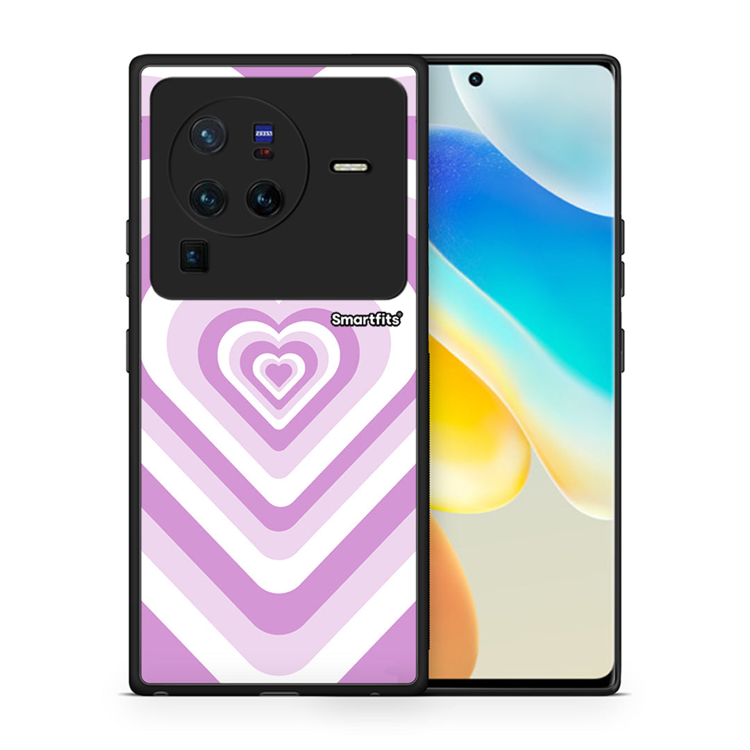 Θήκη Vivo X80 Pro 5G Lilac Hearts από τη Smartfits με σχέδιο στο πίσω μέρος και μαύρο περίβλημα | Vivo X80 Pro 5G Lilac Hearts case with colorful back and black bezels