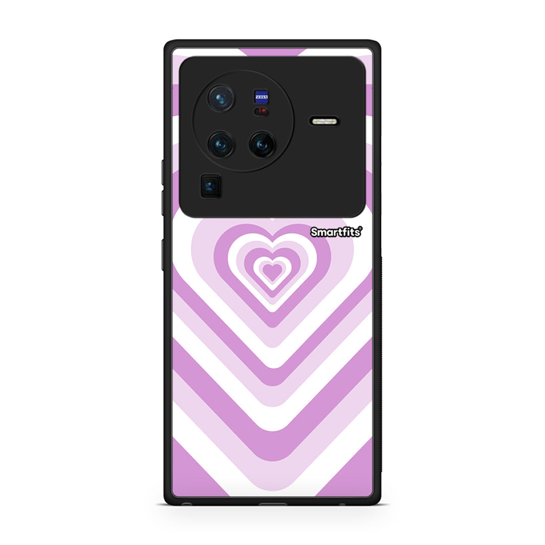 Vivo X80 Pro 5G Lilac Hearts θήκη από τη Smartfits με σχέδιο στο πίσω μέρος και μαύρο περίβλημα | Smartphone case with colorful back and black bezels by Smartfits