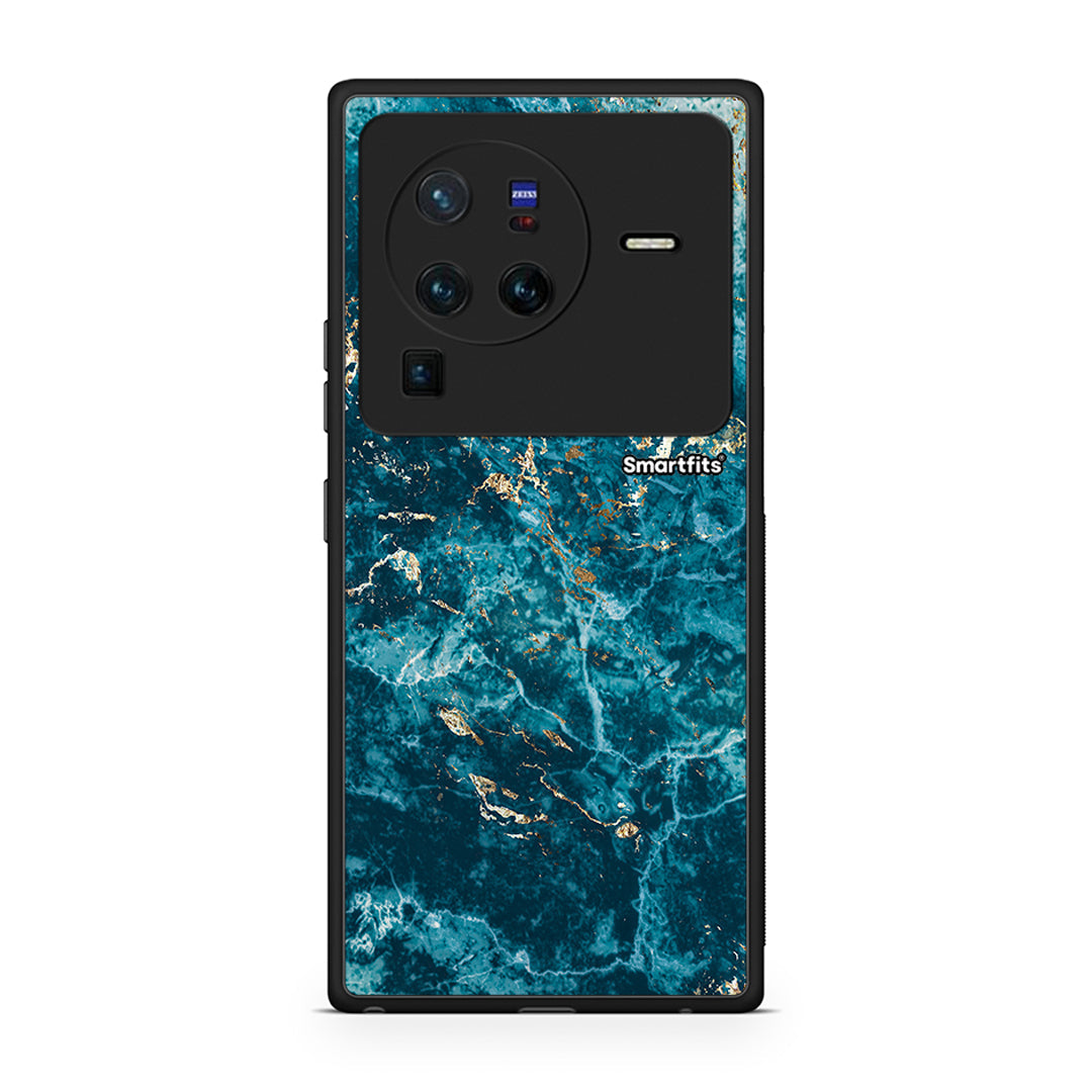 Vivo X80 Pro 5G Marble Blue θήκη από τη Smartfits με σχέδιο στο πίσω μέρος και μαύρο περίβλημα | Smartphone case with colorful back and black bezels by Smartfits