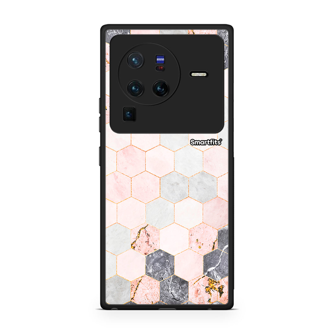 4 - Vivo X80 Pro 5G Hexagon Pink Marble case, cover, bumper