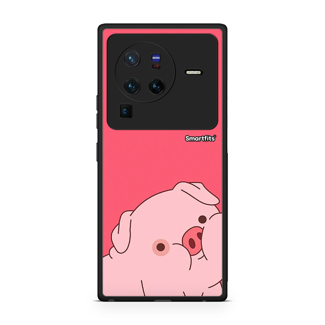 Vivo X80 Pro 5G Pig Love 1 Θήκη Αγίου Βαλεντίνου από τη Smartfits με σχέδιο στο πίσω μέρος και μαύρο περίβλημα | Smartphone case with colorful back and black bezels by Smartfits