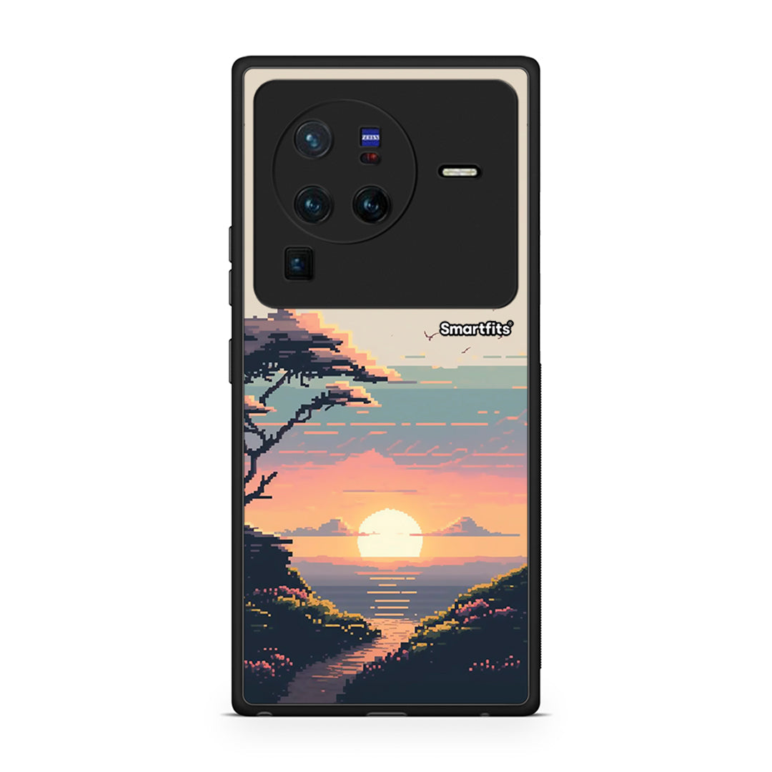 Vivo X80 Pro 5G Pixel Sunset Θήκη από τη Smartfits με σχέδιο στο πίσω μέρος και μαύρο περίβλημα | Smartphone case with colorful back and black bezels by Smartfits