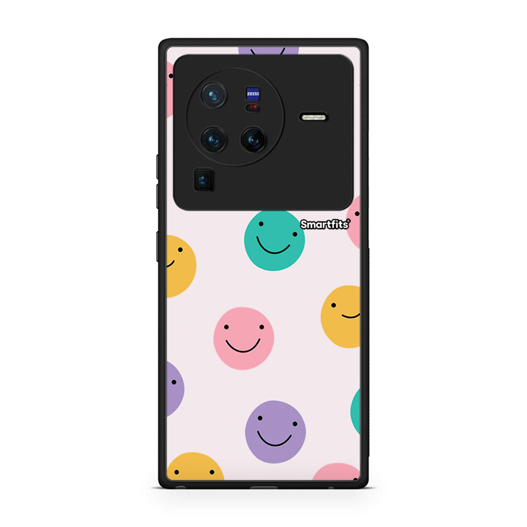 Vivo X80 Pro 5G Smiley Faces θήκη από τη Smartfits με σχέδιο στο πίσω μέρος και μαύρο περίβλημα | Smartphone case with colorful back and black bezels by Smartfits