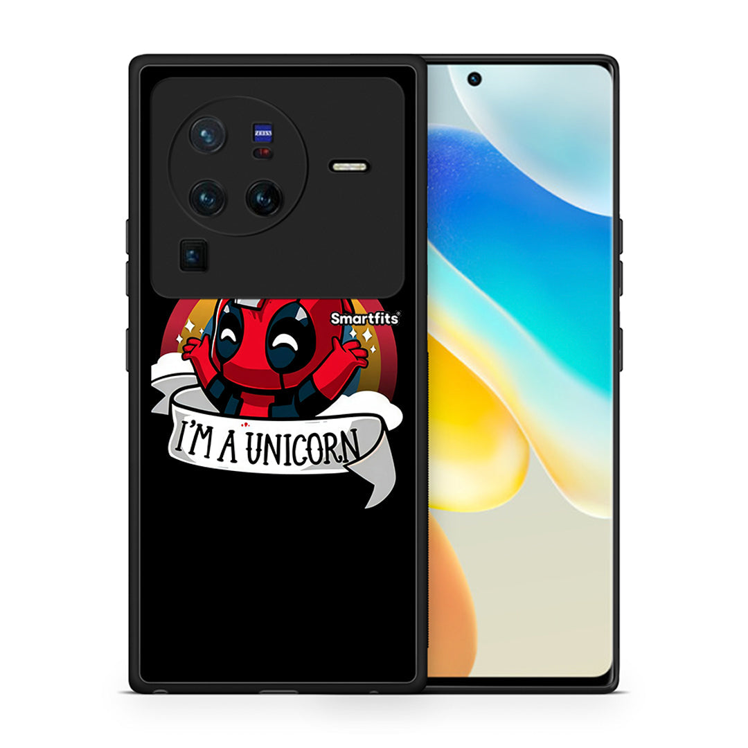 Θήκη Vivo X80 Pro 5G Unicorn Deadpool από τη Smartfits με σχέδιο στο πίσω μέρος και μαύρο περίβλημα | Vivo X80 Pro 5G Unicorn Deadpool case with colorful back and black bezels