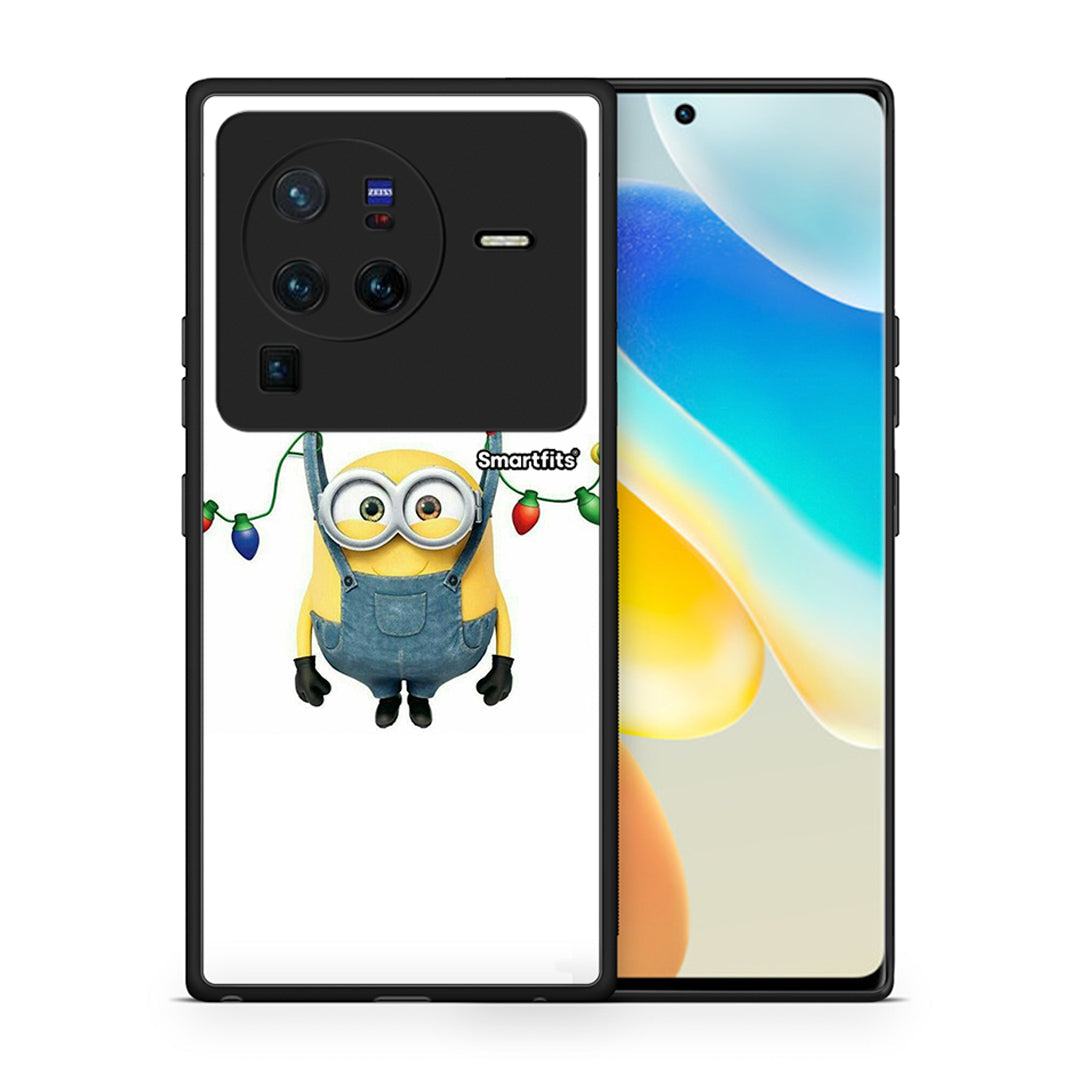 Θήκη Vivo X80 Pro 5G Xmas Minion Lights από τη Smartfits με σχέδιο στο πίσω μέρος και μαύρο περίβλημα | Vivo X80 Pro 5G Xmas Minion Lights case with colorful back and black bezels