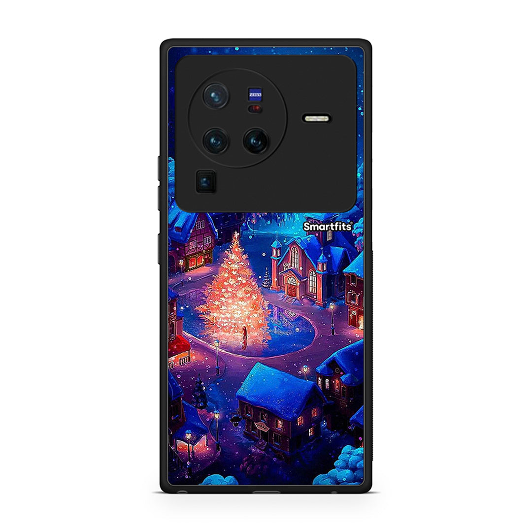 Vivo X80 Pro 5G Xmas Village θήκη από τη Smartfits με σχέδιο στο πίσω μέρος και μαύρο περίβλημα | Smartphone case with colorful back and black bezels by Smartfits