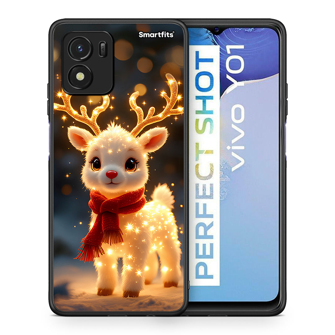 Θήκη Vivo Y01 / Y15s Christmas Cutie από τη Smartfits με σχέδιο στο πίσω μέρος και μαύρο περίβλημα | Vivo Y01 / Y15s Christmas Cutie case with colorful back and black bezels