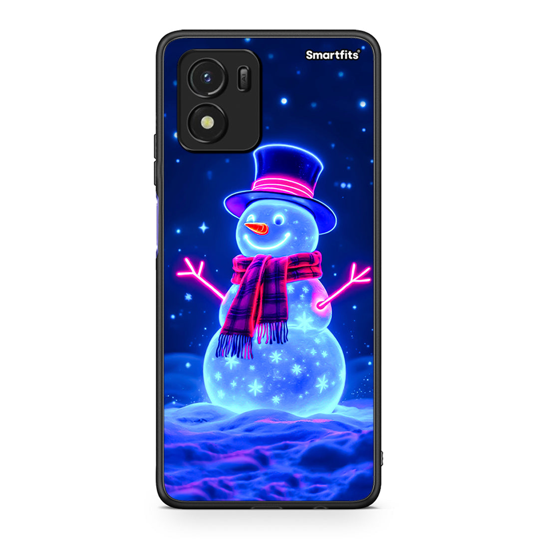 Vivo Y01 / Y15s Christmas Neon Snowman θήκη από τη Smartfits με σχέδιο στο πίσω μέρος και μαύρο περίβλημα | Smartphone case with colorful back and black bezels by Smartfits