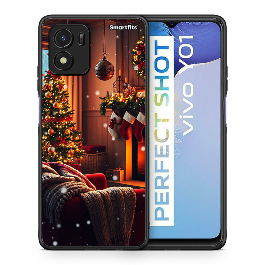 Θήκη Vivo Y01 / Y15s Home For Christmas από τη Smartfits με σχέδιο στο πίσω μέρος και μαύρο περίβλημα | Vivo Y01 / Y15s Home For Christmas case with colorful back and black bezels