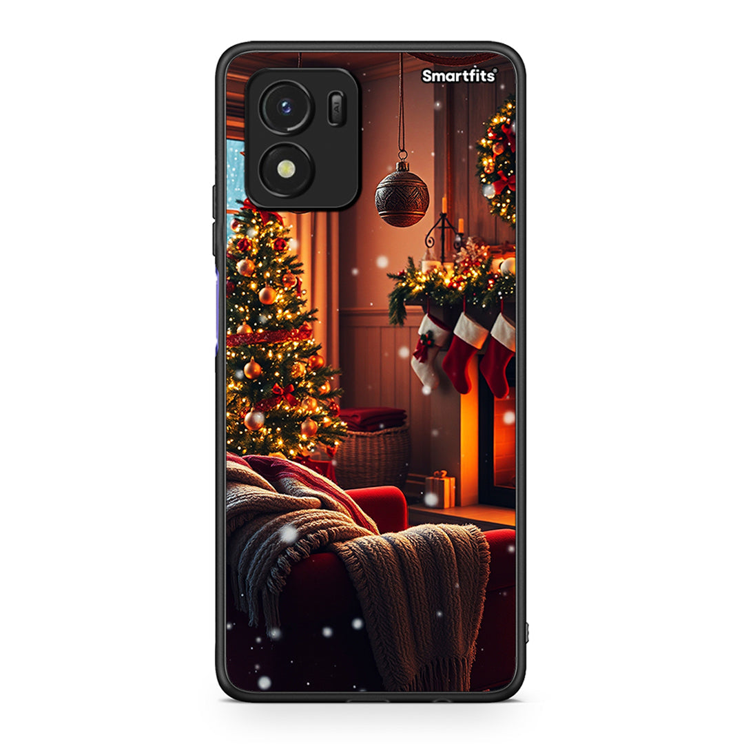 Vivo Y01 / Y15s Home For Christmas θήκη από τη Smartfits με σχέδιο στο πίσω μέρος και μαύρο περίβλημα | Smartphone case with colorful back and black bezels by Smartfits