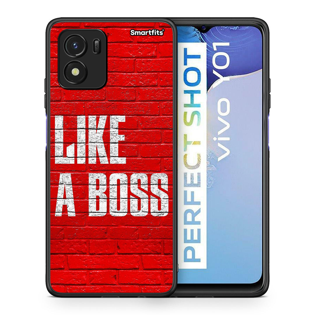 Θήκη Vivo Y01 / Y15s Like A Boss από τη Smartfits με σχέδιο στο πίσω μέρος και μαύρο περίβλημα | Vivo Y01 / Y15s Like A Boss case with colorful back and black bezels