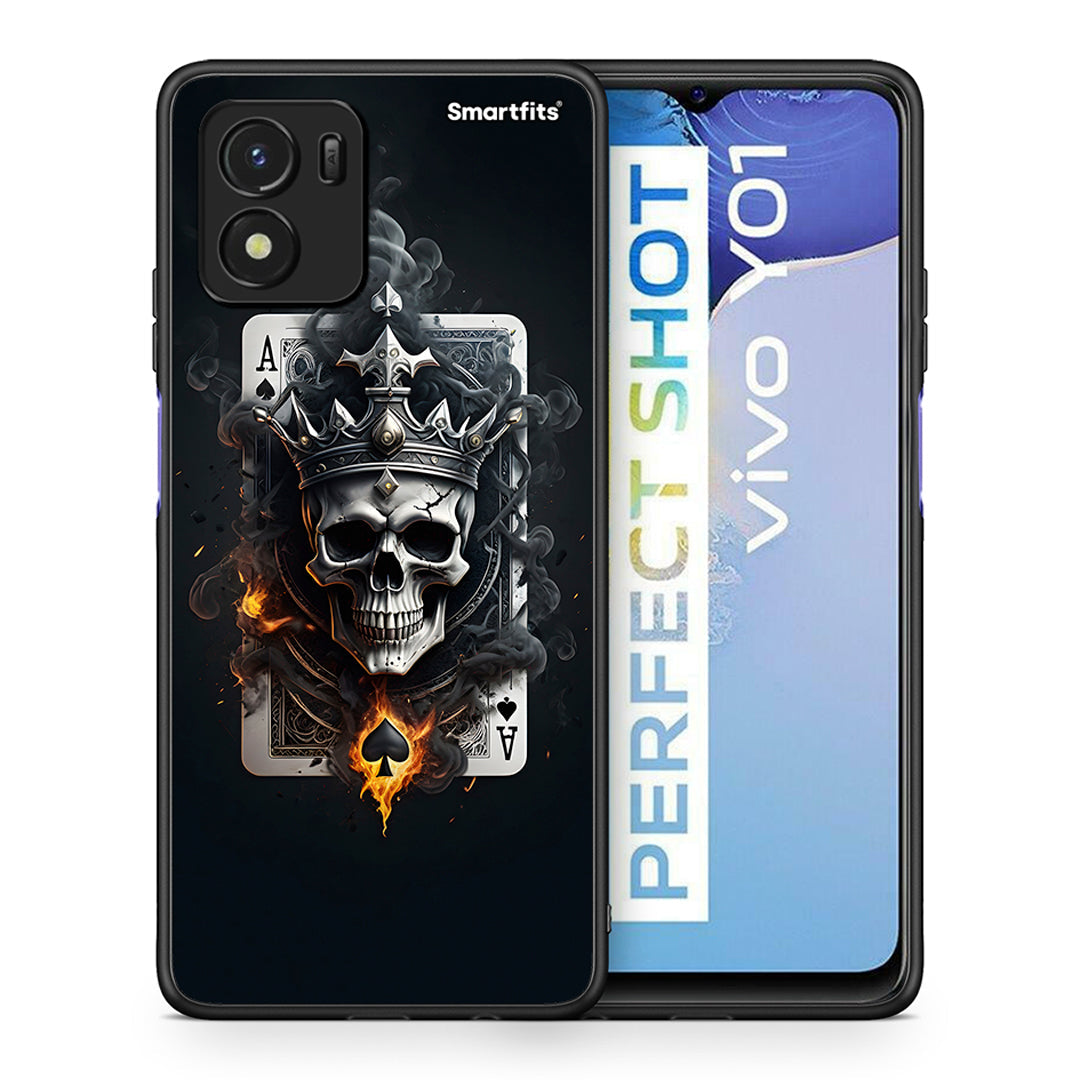 Θήκη Vivo Y01 / Y15s Skull King Ace από τη Smartfits με σχέδιο στο πίσω μέρος και μαύρο περίβλημα | Vivo Y01 / Y15s Skull King Ace case with colorful back and black bezels