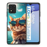 Thumbnail for Θήκη Vivo Y01 / Y15s Summer Cat από τη Smartfits με σχέδιο στο πίσω μέρος και μαύρο περίβλημα | Vivo Y01 / Y15s Summer Cat case with colorful back and black bezels