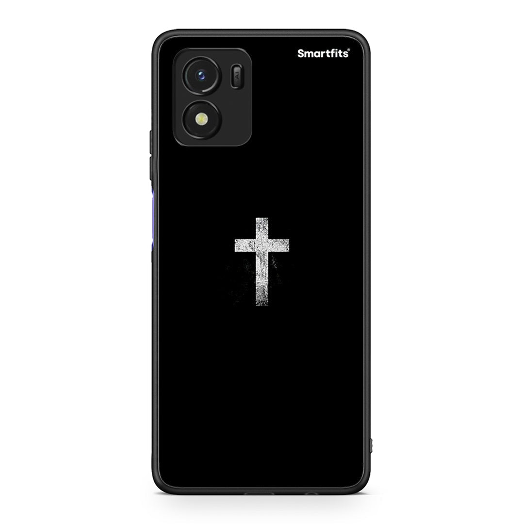 Vivo Y01 / Y15s White Cross θήκη από τη Smartfits με σχέδιο στο πίσω μέρος και μαύρο περίβλημα | Smartphone case with colorful back and black bezels by Smartfits