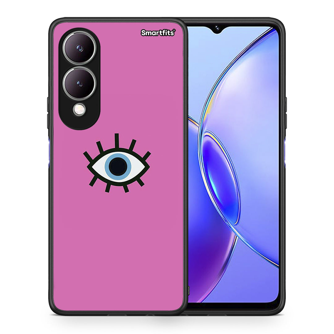 Θήκη Vivo Y17s Blue Eye Pink από τη Smartfits με σχέδιο στο πίσω μέρος και μαύρο περίβλημα | Vivo Y17s Blue Eye Pink case with colorful back and black bezels
