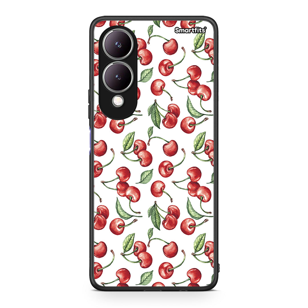 Vivo Y17s Cherry Summer θήκη από τη Smartfits με σχέδιο στο πίσω μέρος και μαύρο περίβλημα | Smartphone case with colorful back and black bezels by Smartfits