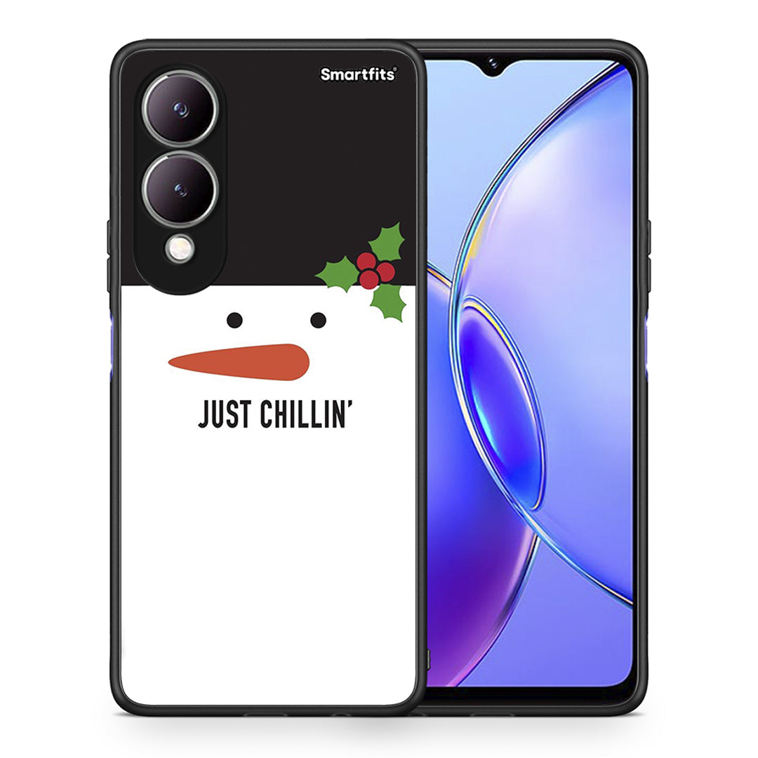 Θήκη Vivo Y17s Christmas Chillin από τη Smartfits με σχέδιο στο πίσω μέρος και μαύρο περίβλημα | Vivo Y17s Christmas Chillin case with colorful back and black bezels