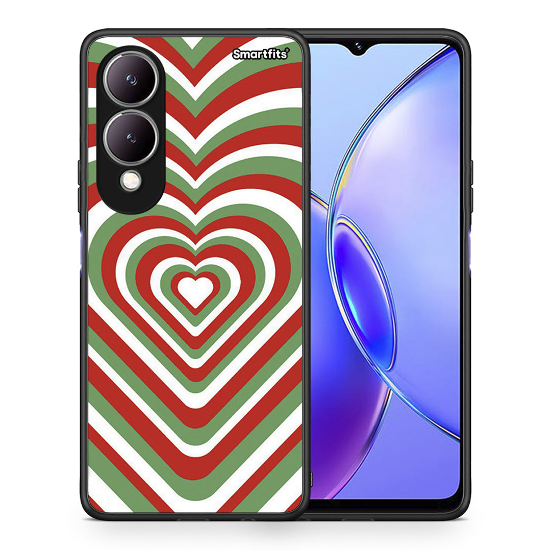 Θήκη Vivo Y17s Christmas Hearts από τη Smartfits με σχέδιο στο πίσω μέρος και μαύρο περίβλημα | Vivo Y17s Christmas Hearts case with colorful back and black bezels