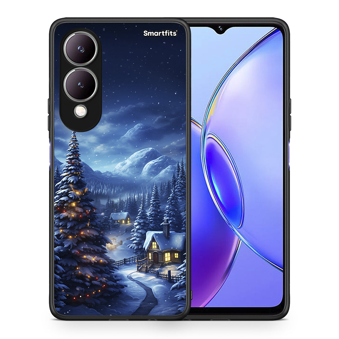 Θήκη Vivo Y17s Christmas Scenery από τη Smartfits με σχέδιο στο πίσω μέρος και μαύρο περίβλημα | Vivo Y17s Christmas Scenery case with colorful back and black bezels