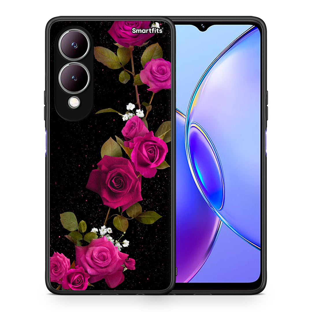 Θήκη Vivo Y17s Red Roses Flower από τη Smartfits με σχέδιο στο πίσω μέρος και μαύρο περίβλημα | Vivo Y17s Red Roses Flower case with colorful back and black bezels