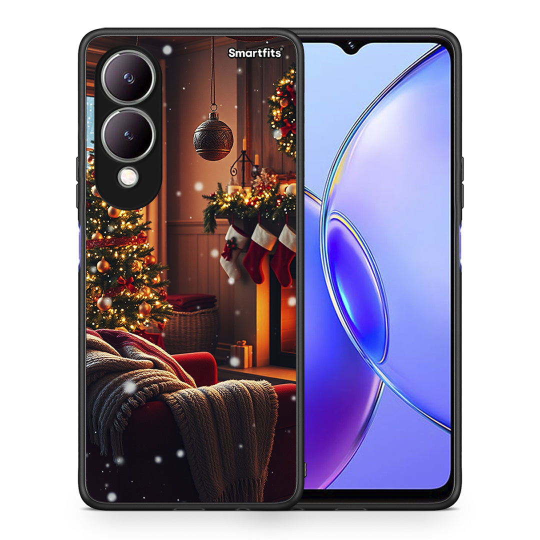 Θήκη Vivo Y17s Home For Christmas από τη Smartfits με σχέδιο στο πίσω μέρος και μαύρο περίβλημα | Vivo Y17s Home For Christmas case with colorful back and black bezels