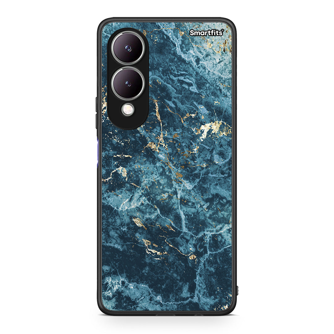 Vivo Y17s Marble Blue θήκη από τη Smartfits με σχέδιο στο πίσω μέρος και μαύρο περίβλημα | Smartphone case with colorful back and black bezels by Smartfits