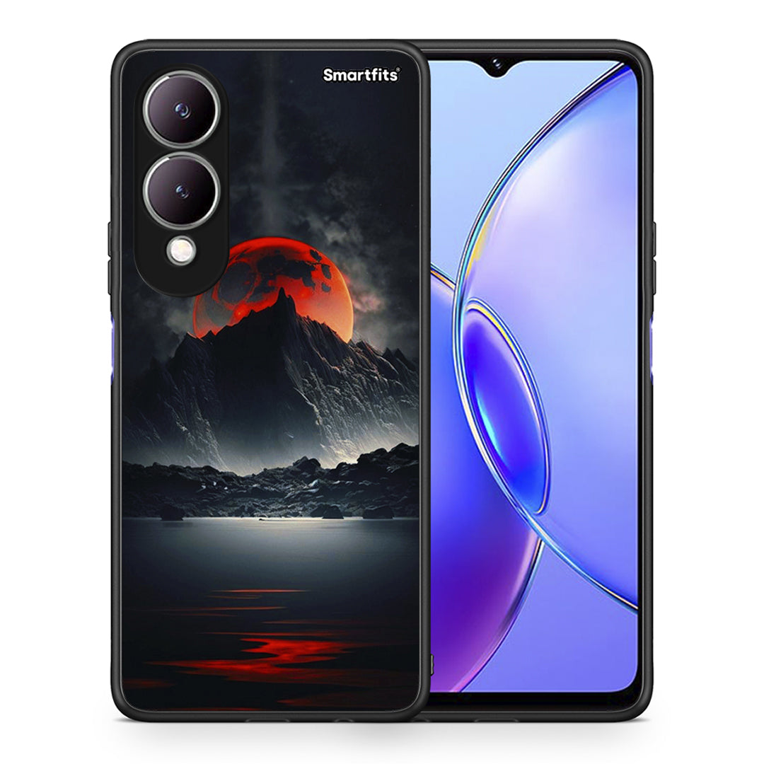 Θήκη Vivo Y17s Red Full Moon από τη Smartfits με σχέδιο στο πίσω μέρος και μαύρο περίβλημα | Vivo Y17s Red Full Moon case with colorful back and black bezels