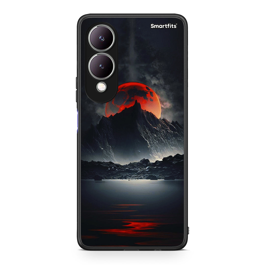 Vivo Y17s Red Full Moon θήκη από τη Smartfits με σχέδιο στο πίσω μέρος και μαύρο περίβλημα | Smartphone case with colorful back and black bezels by Smartfits