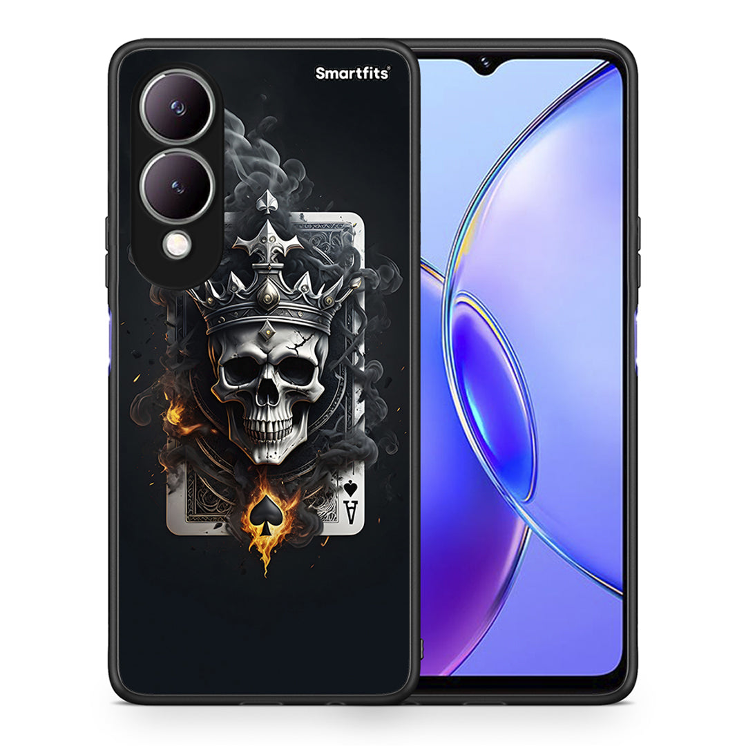 Θήκη Vivo Y17s Skull King Ace από τη Smartfits με σχέδιο στο πίσω μέρος και μαύρο περίβλημα | Vivo Y17s Skull King Ace case with colorful back and black bezels