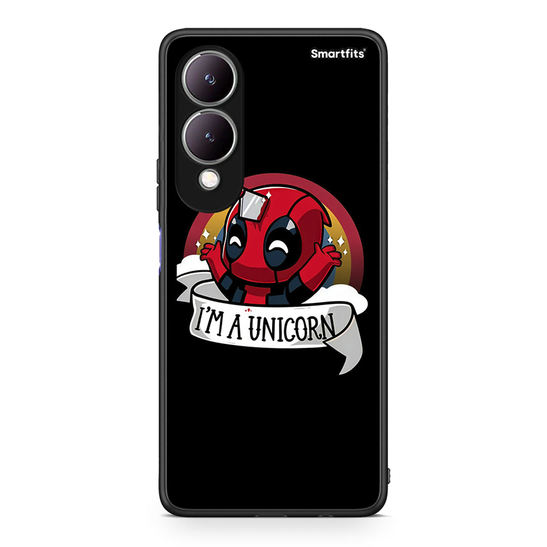 Vivo Y17s Unicorn Deadpool θήκη από τη Smartfits με σχέδιο στο πίσω μέρος και μαύρο περίβλημα | Smartphone case with colorful back and black bezels by Smartfits