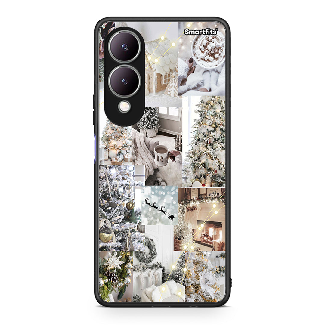 Vivo Y17s White Christmas θήκη από τη Smartfits με σχέδιο στο πίσω μέρος και μαύρο περίβλημα | Smartphone case with colorful back and black bezels by Smartfits