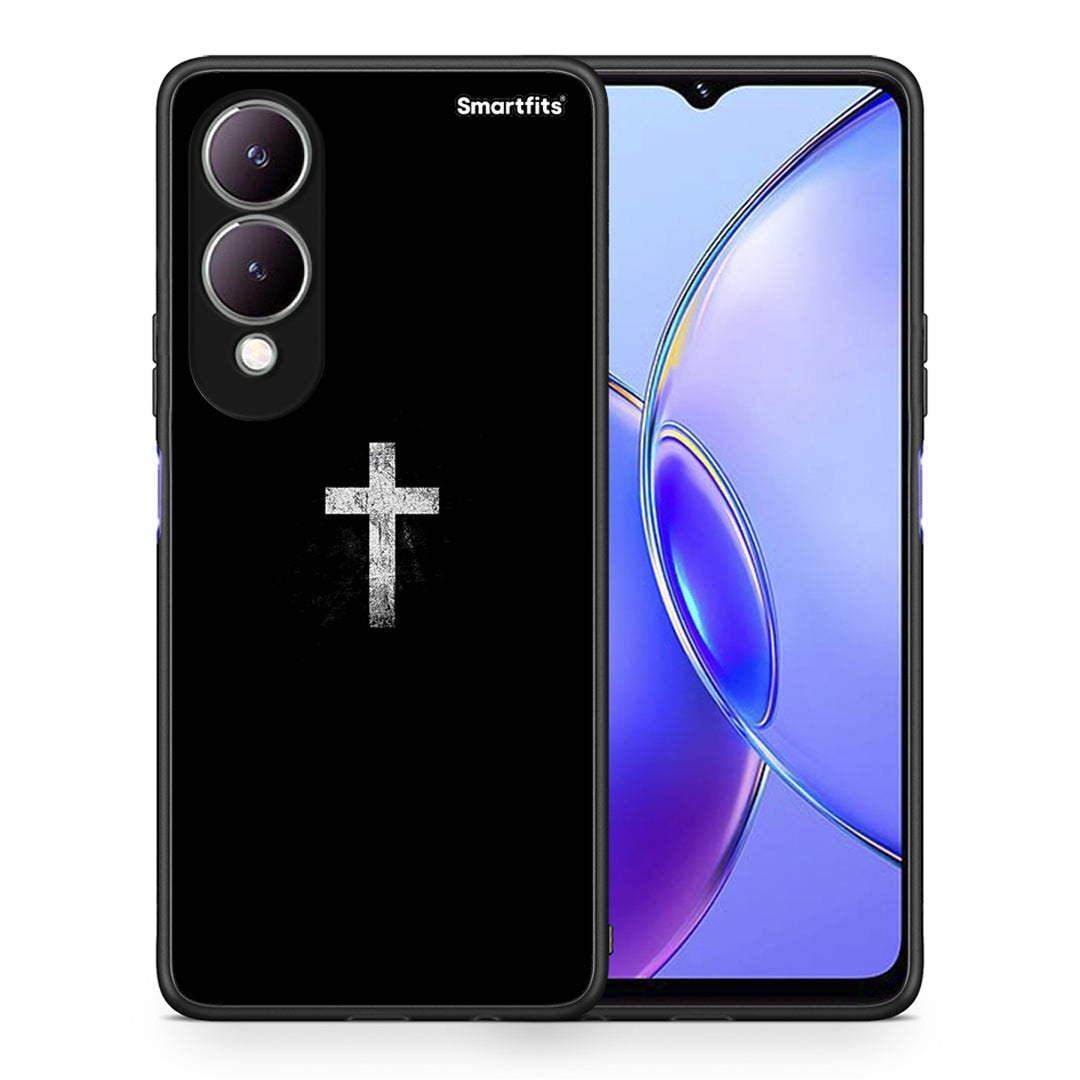 Θήκη Vivo Y17s White Cross από τη Smartfits με σχέδιο στο πίσω μέρος και μαύρο περίβλημα | Vivo Y17s White Cross case with colorful back and black bezels