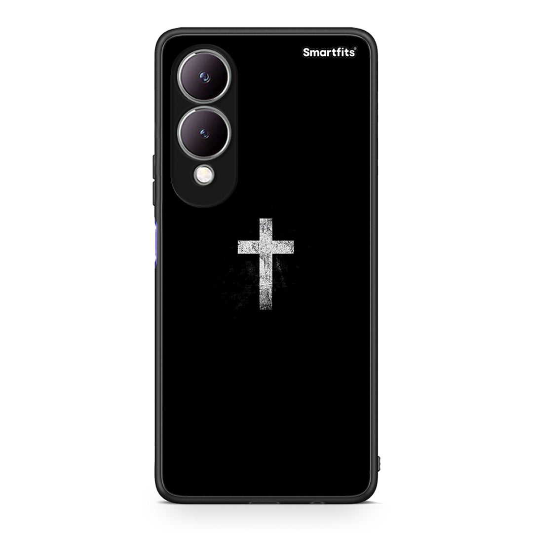 Vivo Y17s White Cross θήκη από τη Smartfits με σχέδιο στο πίσω μέρος και μαύρο περίβλημα | Smartphone case with colorful back and black bezels by Smartfits