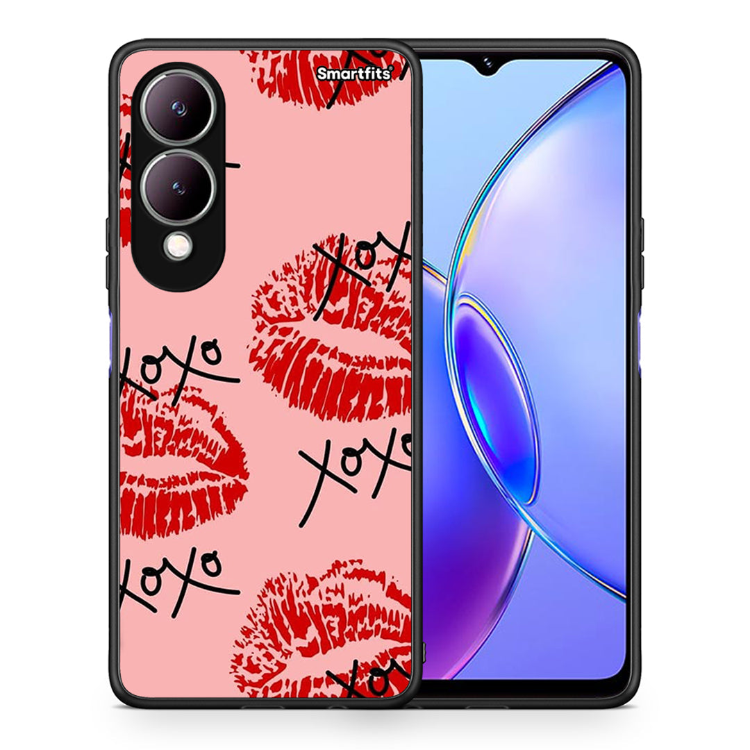 Θήκη Vivo Y17s XOXO Lips από τη Smartfits με σχέδιο στο πίσω μέρος και μαύρο περίβλημα | Vivo Y17s XOXO Lips case with colorful back and black bezels