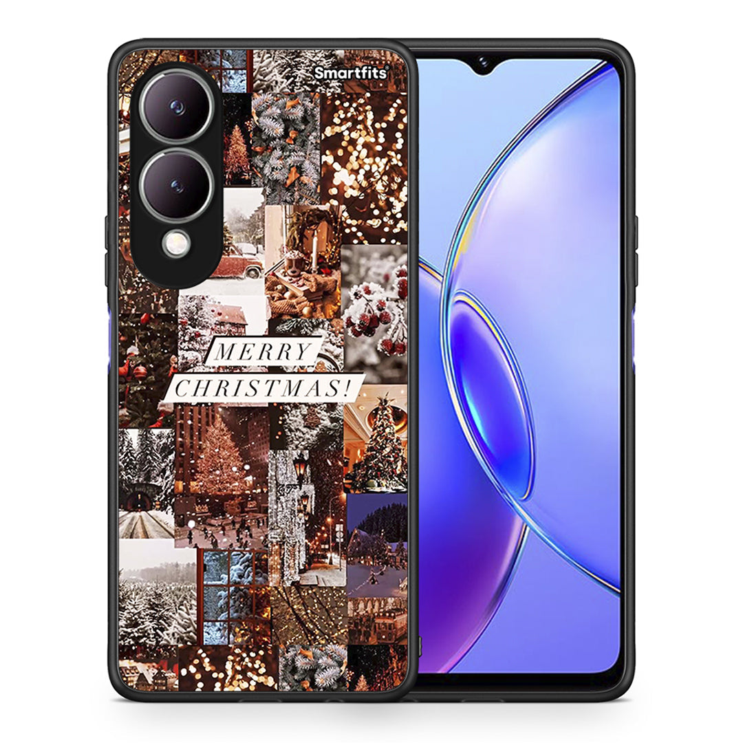 Θήκη Vivo Y17s Xmas Collage από τη Smartfits με σχέδιο στο πίσω μέρος και μαύρο περίβλημα | Vivo Y17s Xmas Collage case with colorful back and black bezels