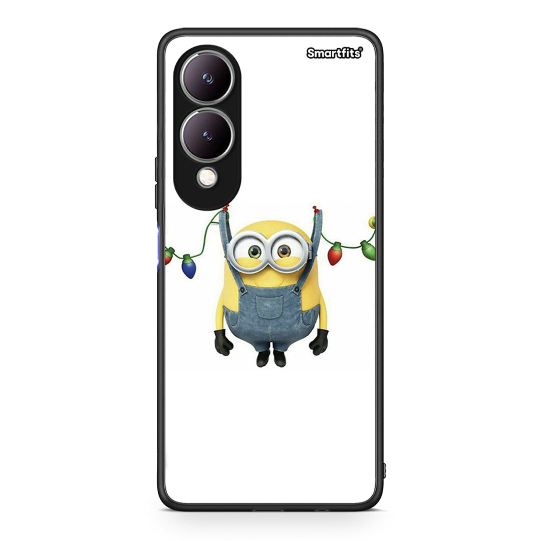 Vivo Y17s Xmas Minion Lights θήκη από τη Smartfits με σχέδιο στο πίσω μέρος και μαύρο περίβλημα | Smartphone case with colorful back and black bezels by Smartfits