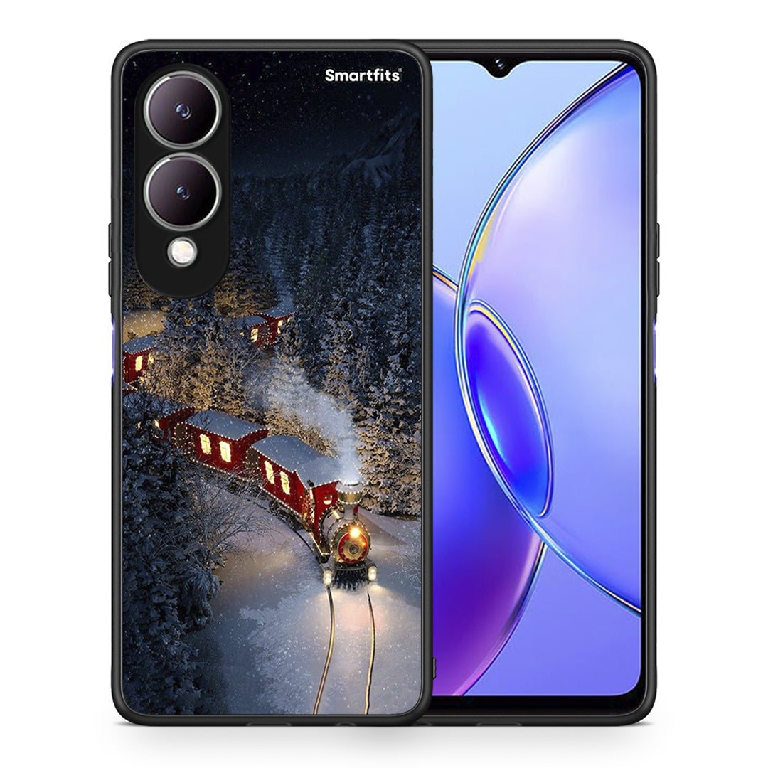 Θήκη Vivo Y17s Xmas Train από τη Smartfits με σχέδιο στο πίσω μέρος και μαύρο περίβλημα | Vivo Y17s Xmas Train case with colorful back and black bezels