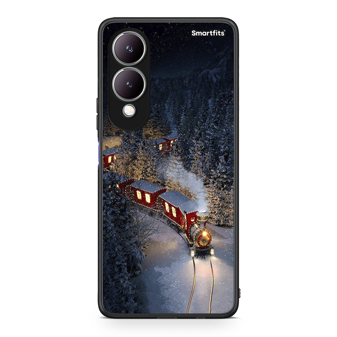 Vivo Y17s Xmas Train θήκη από τη Smartfits με σχέδιο στο πίσω μέρος και μαύρο περίβλημα | Smartphone case with colorful back and black bezels by Smartfits