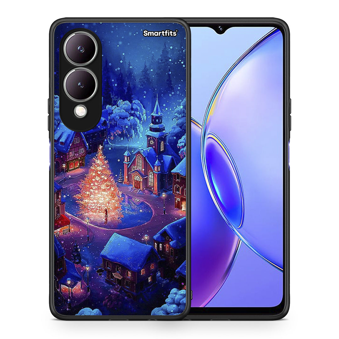 Θήκη Vivo Y17s Xmas Village από τη Smartfits με σχέδιο στο πίσω μέρος και μαύρο περίβλημα | Vivo Y17s Xmas Village case with colorful back and black bezels