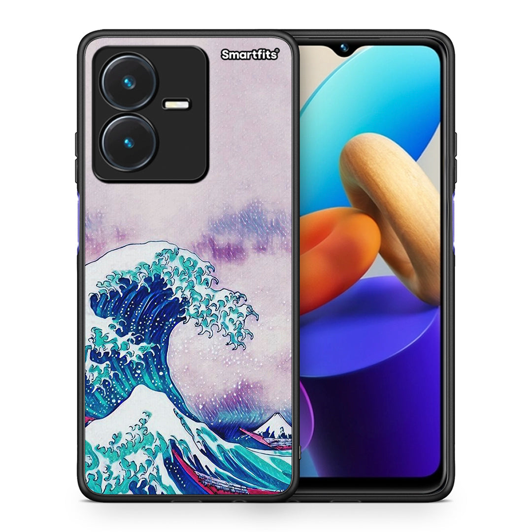 Θήκη Vivo Y22s Blue Waves από τη Smartfits με σχέδιο στο πίσω μέρος και μαύρο περίβλημα | Vivo Y22s Blue Waves case with colorful back and black bezels