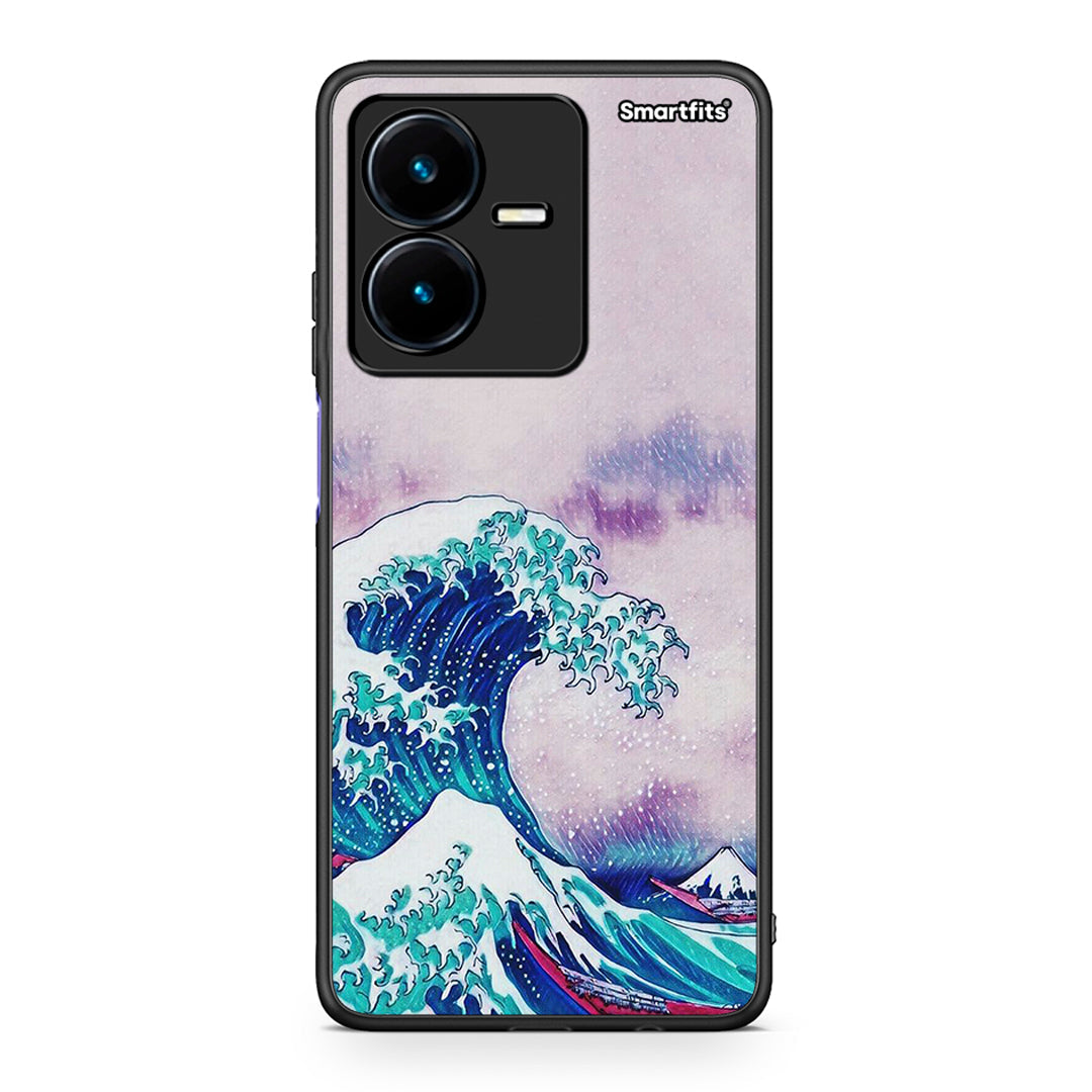 Vivo Y22s Blue Waves θήκη από τη Smartfits με σχέδιο στο πίσω μέρος και μαύρο περίβλημα | Smartphone case with colorful back and black bezels by Smartfits
