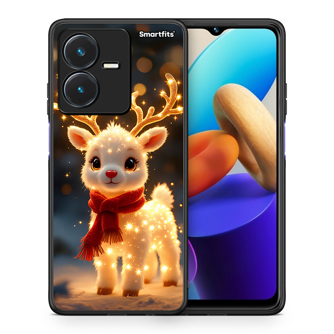 Θήκη Vivo Y22s Christmas Cutie από τη Smartfits με σχέδιο στο πίσω μέρος και μαύρο περίβλημα | Vivo Y22s Christmas Cutie case with colorful back and black bezels