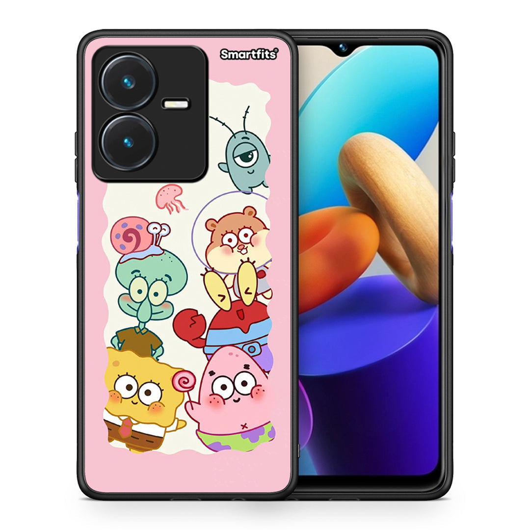 Θήκη Vivo Y22s Cute Companion από τη Smartfits με σχέδιο στο πίσω μέρος και μαύρο περίβλημα | Vivo Y22s Cute Companion case with colorful back and black bezels