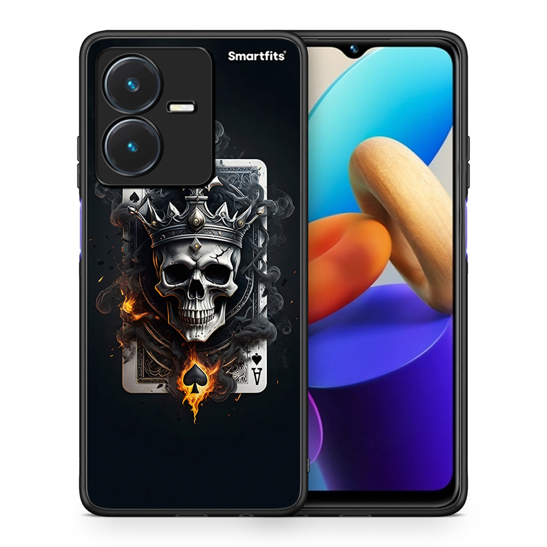 Θήκη Vivo Y22s Skull King Ace από τη Smartfits με σχέδιο στο πίσω μέρος και μαύρο περίβλημα | Vivo Y22s Skull King Ace case with colorful back and black bezels