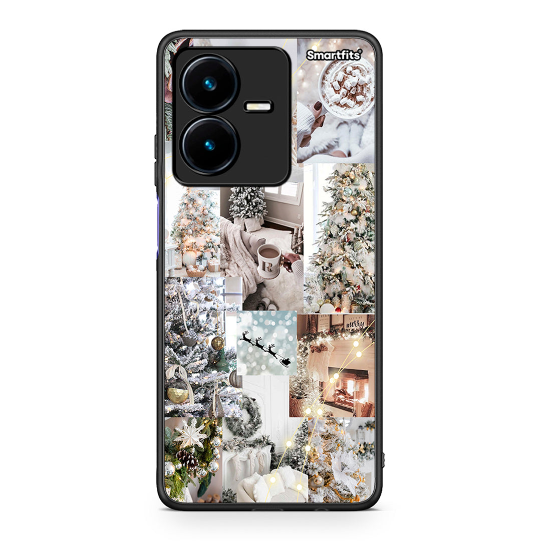 Vivo Y22s White Christmas θήκη από τη Smartfits με σχέδιο στο πίσω μέρος και μαύρο περίβλημα | Smartphone case with colorful back and black bezels by Smartfits