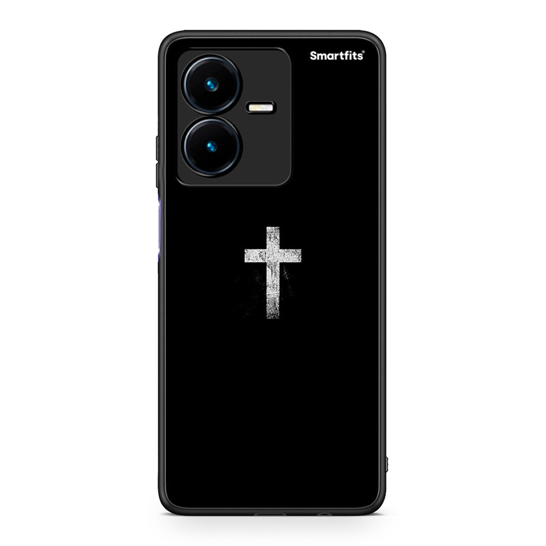 Vivo Y22s White Cross θήκη από τη Smartfits με σχέδιο στο πίσω μέρος και μαύρο περίβλημα | Smartphone case with colorful back and black bezels by Smartfits